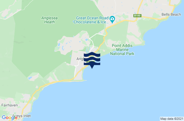 Anglesea Beach, Australia tide times map