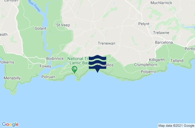 Lansallos Beach, United Kingdom tide times map