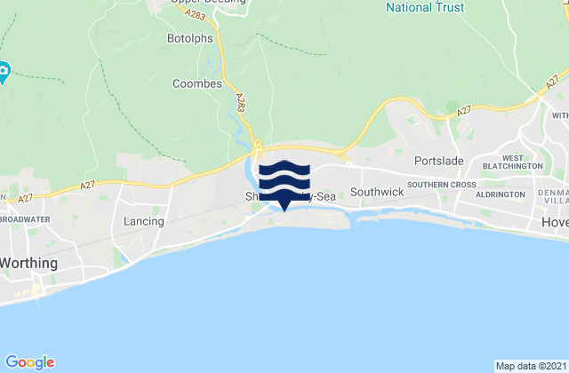 Shoreham-by-Sea, United Kingdom tide times map