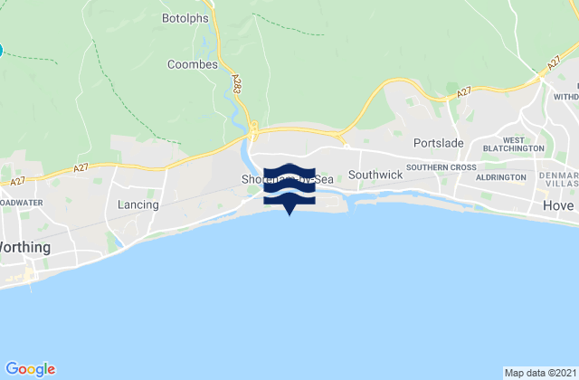 Shoreham Beach, United Kingdom tide times map