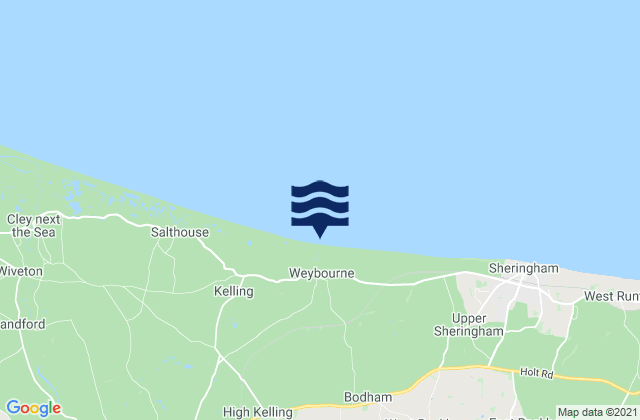 Weybourne Beach, United Kingdom tide times map