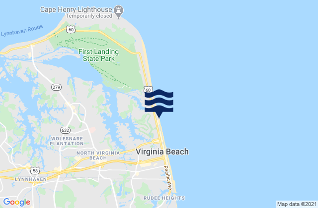 42nd St VA Beach, United States tide chart map