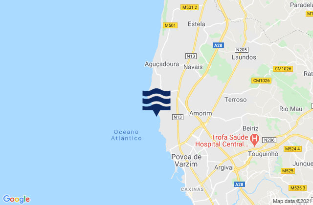 A Ver o Mar, Portugal tide times map