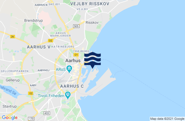 Aarhus Harbour, Denmark tide times map