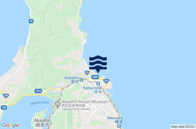Abashiri, Japan tide times map