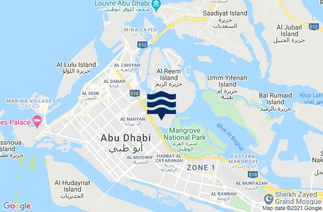 Abu Dhabi, United Arab Emirates tide times map