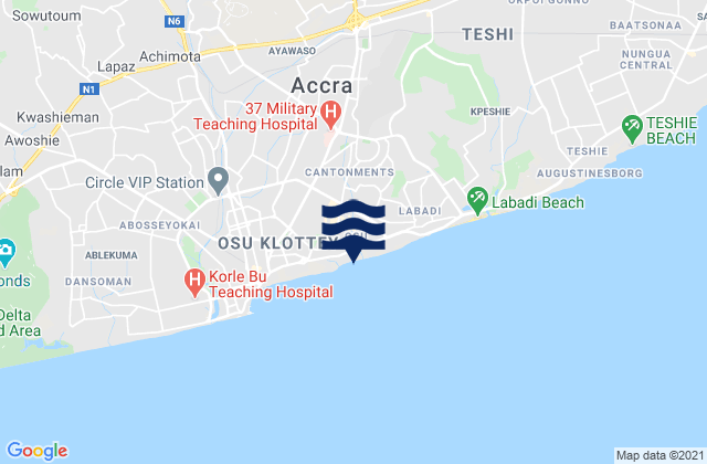 Accra, Ghana tide times map