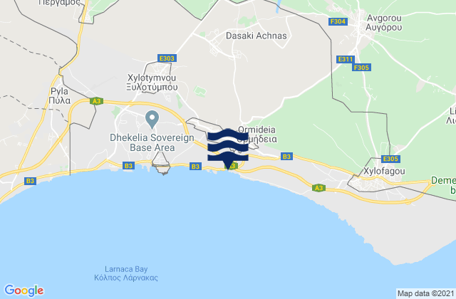 Achna, Cyprus tide times map
