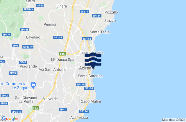 Aci Catena, Italy tide times map