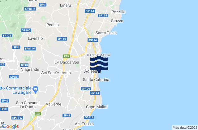 Aci Sant'Antonio, Italy tide times map