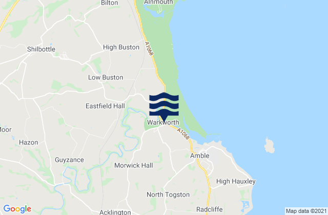 Acklington, United Kingdom tide times map