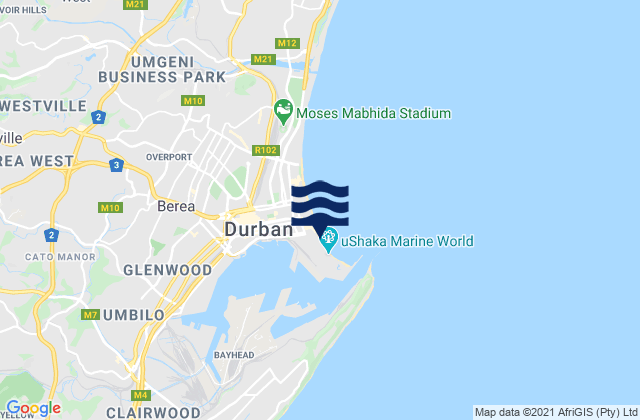 Addington (South Beach), South Africa tide times map