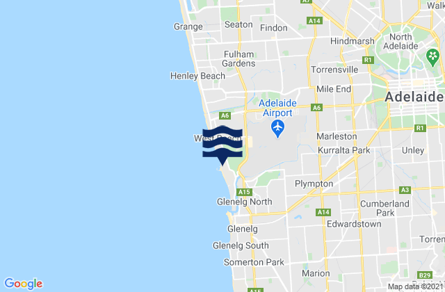 Adelaide, Australia tide times map