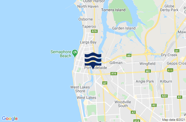 Adelaide Inner Harbour, Australia tide times map
