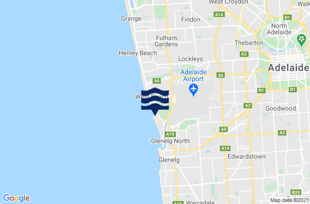 Adelaide, Australia tide times map