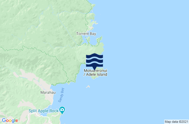 Adele Island Abel Tasman, New Zealand tide times map