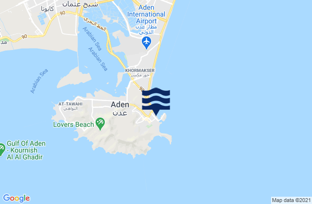 Aden, Yemen tide times map