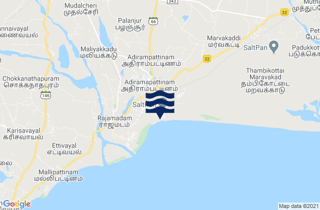 Adirampattinam, India tide times map