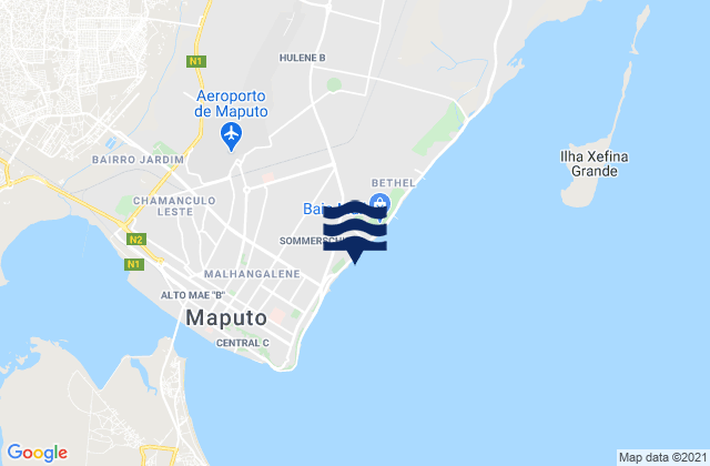 Aeroporto, Mozambique tide times map