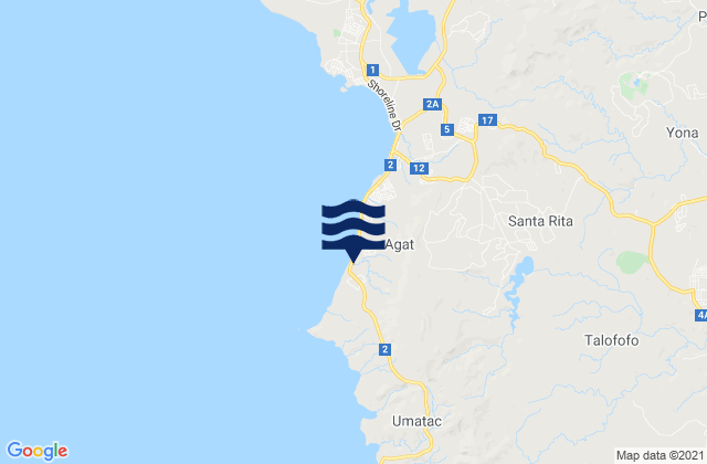 Agat Municipality, Guam tide times map