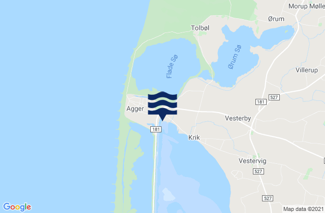 Agger, Denmark tide times map
