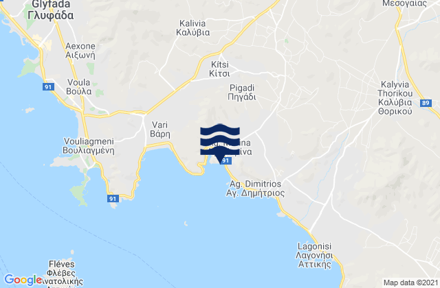 Agia Marina, Greece tide times map
