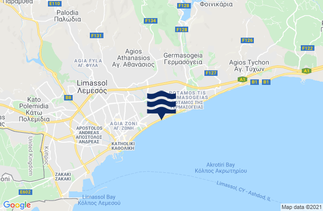 Agios Athanasios, Cyprus tide times map