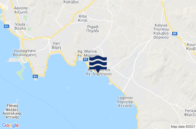 Agios Dimitrios Kropias, Greece tide times map