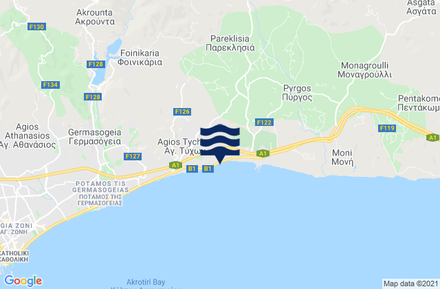 Agios Tychon, Cyprus tide times map