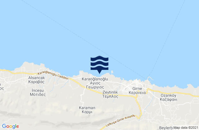 Agirda, Cyprus tide times map