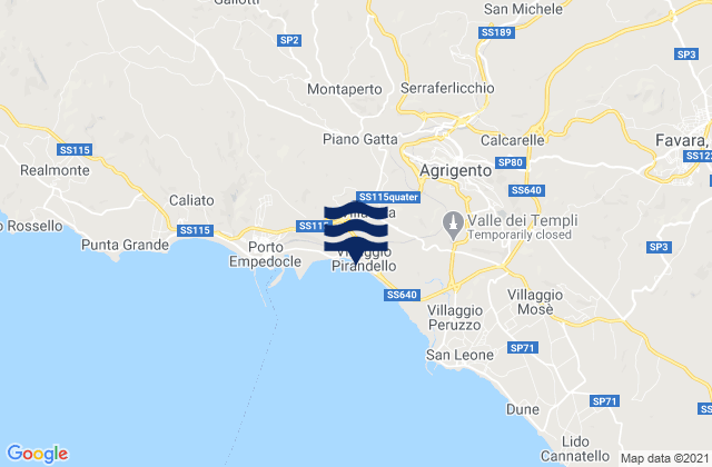 Agrigento, Italy tide times map
