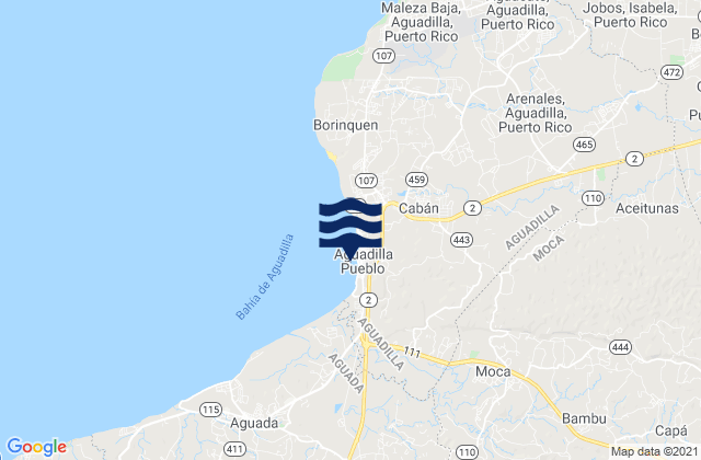 Aguadilla, Puerto Rico tide times map