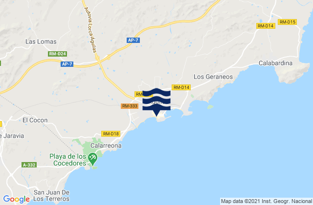 Aguilas, Spain tide times map