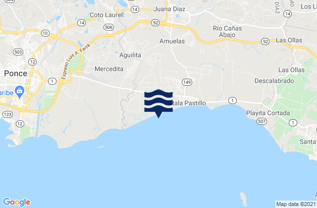 Aguilita, Puerto Rico tide times map