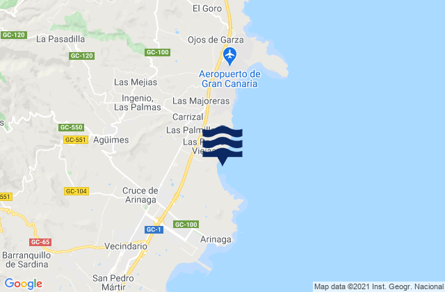 Aguimes, Spain tide times map