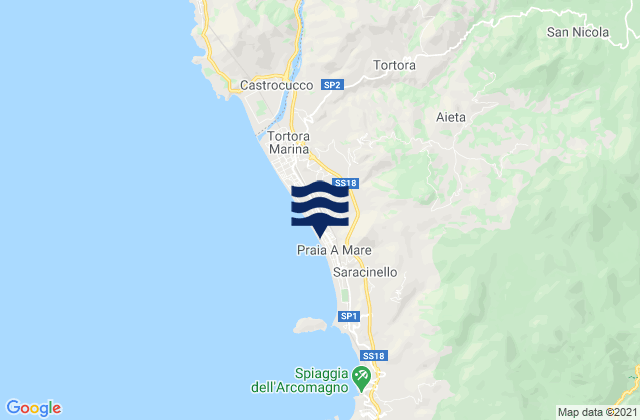 Aieta, Italy tide times map