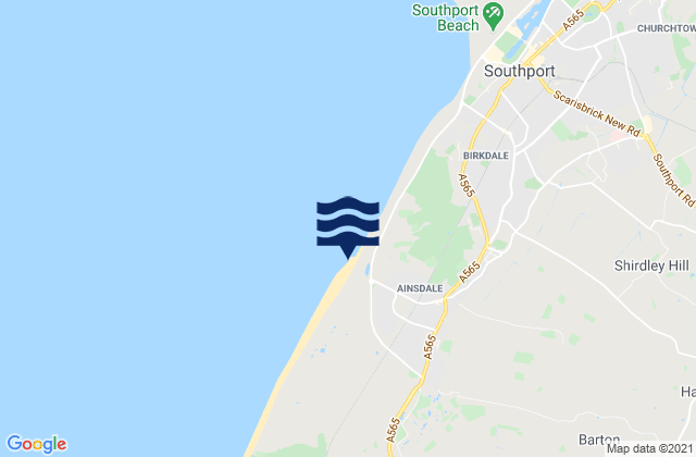 Ainsdale Beach, United Kingdom tide times map