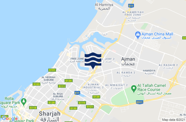 Ajman City, United Arab Emirates tide times map