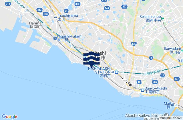 Akashi Shi, Japan tide times map