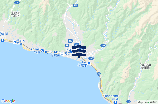 Aki Shi, Japan tide times map