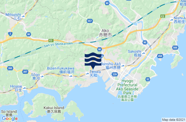Ako Shi, Japan tide times map