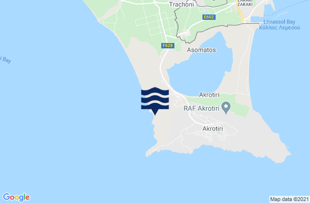 Akrotiri, Cyprus tide times map