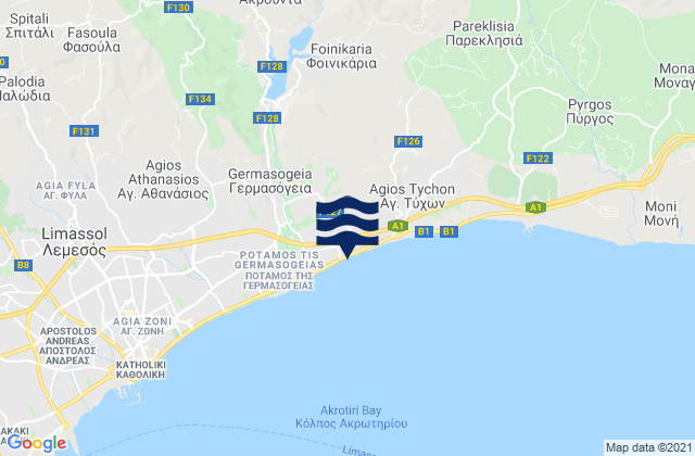 Akrounta, Cyprus tide times map