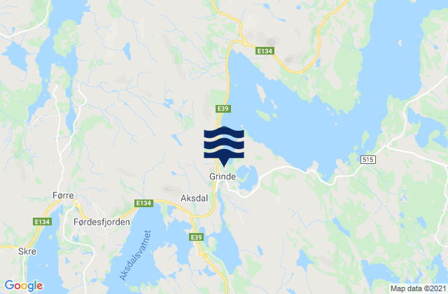 Aksdal, Norway tide times map