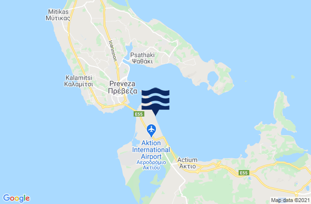 Aktion, Greece tide times map