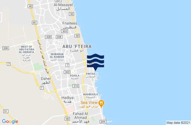 Al Fintas, Kuwait tide times map
