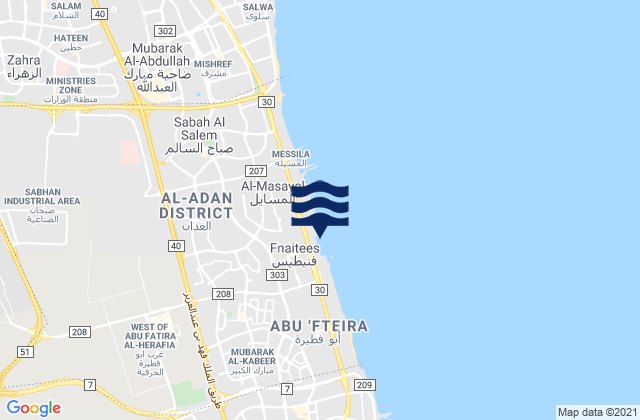 Al Funaytis, Kuwait tide times map