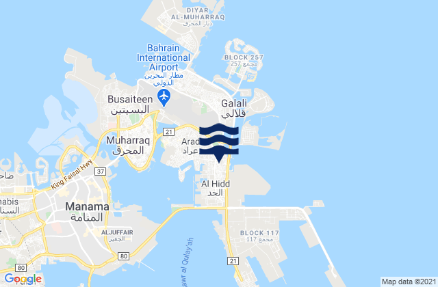 Al Hadd, Bahrain tide times map
