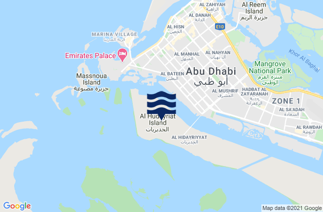 Al Hudayriyat, United Arab Emirates tide times map