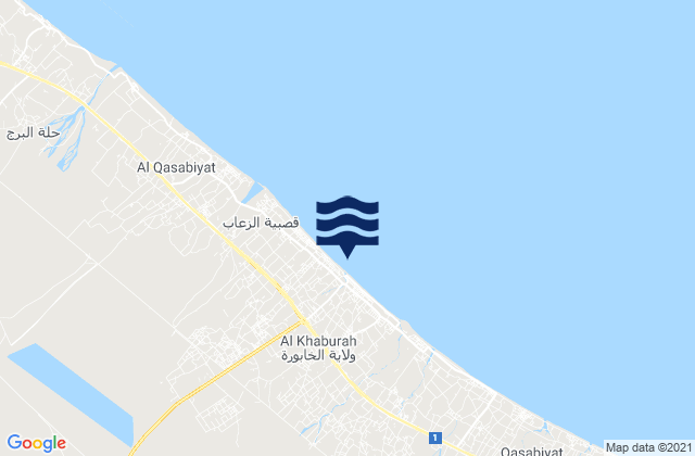 Al Khaburah, Oman tide times map